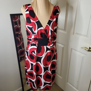 David Meister - Red, Black and White Dress, Size 10